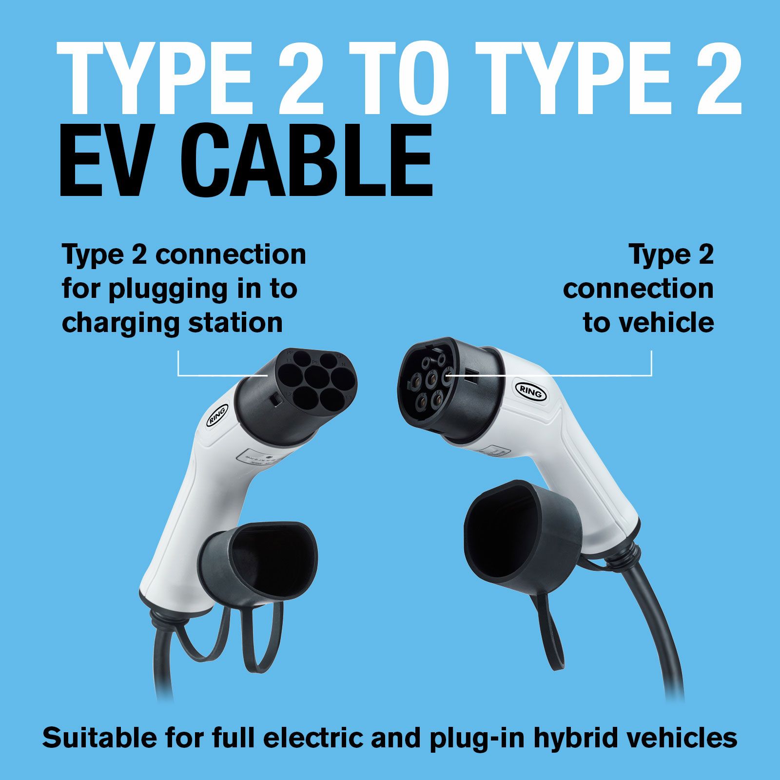 EV charging cable,Loose cable to Type 2 (car),16A,single phase,5m